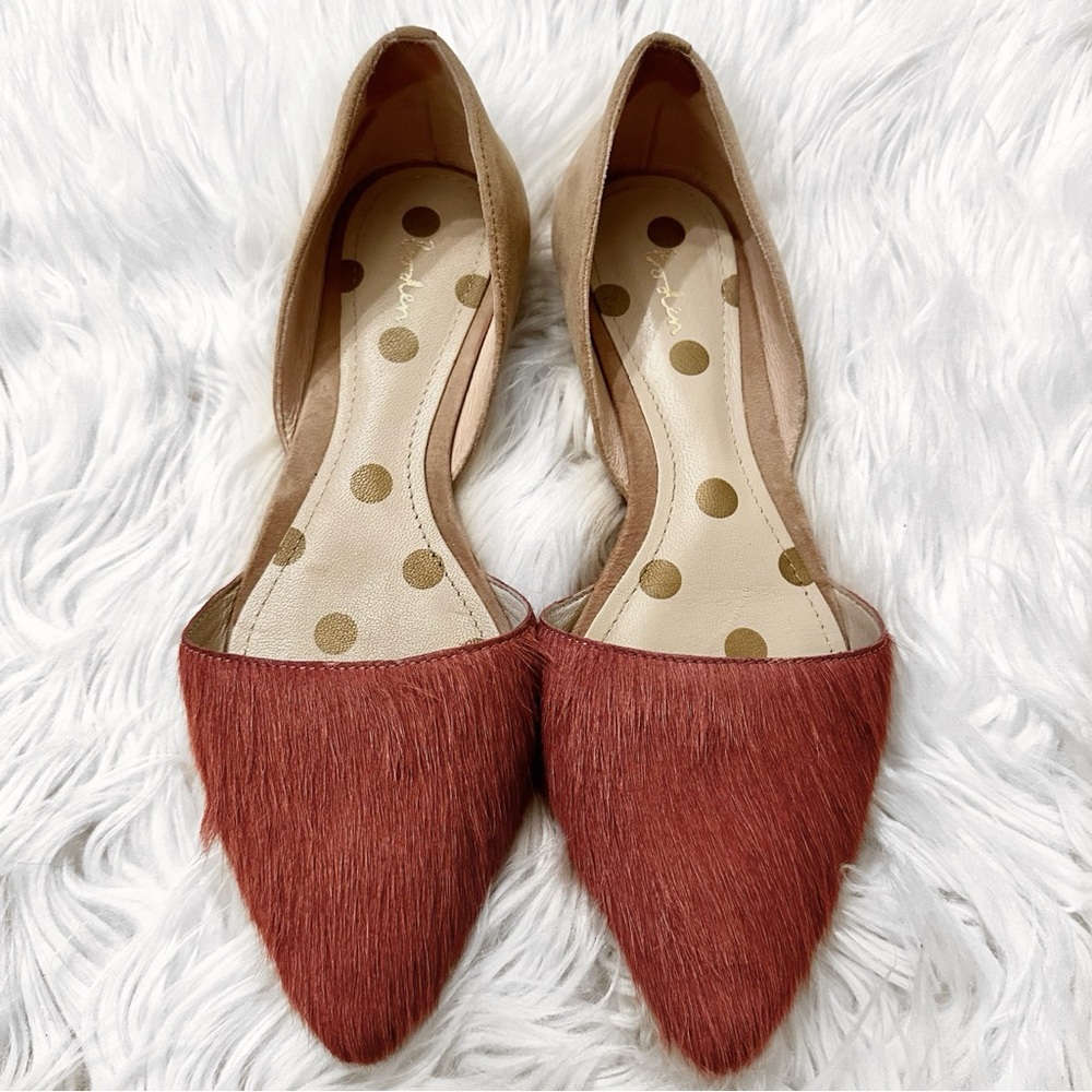 Women Boden Pink Cow Hair Cleo D’orsay Pointed Toe Flats Size 8